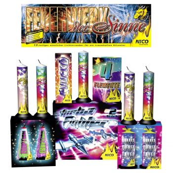 Nico Fireworks Silvester Leucht- Bodenfeuerwerk "Feuerwerk der Sinne" 13er Blister