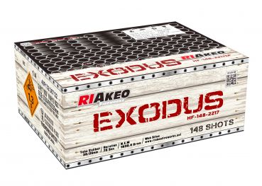 Riakeo Fireworks Silvester Batterie Verbund Feuerwerk "Exodus" 148 Schuss